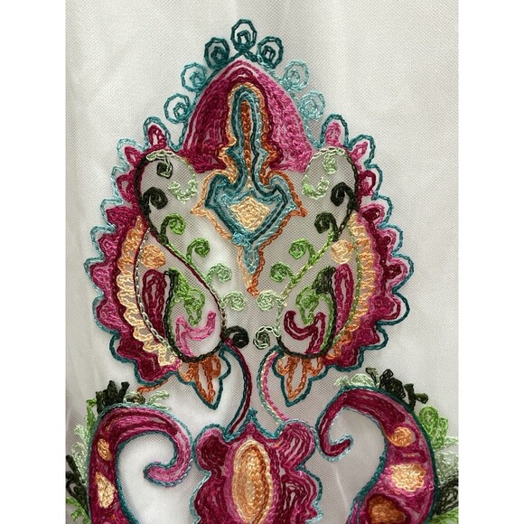 Me 2 Magic‎ Skirt White with beautiful embroidery hemline. Elastic waist. Sz L - Picture 4 of 7